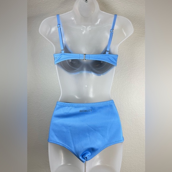 C. Rowley Floral Blue High Waisted Neoprene Bikini Set Top Medium Bottom Small - Picture 4 of 10